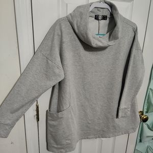 Made of Emotion- MOE Adjustable Waist, Soft Gray Turtleneck Sweater, Size 2X-3X